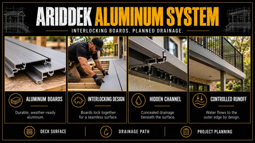 AridDek aluminum waterproof decking infographic about What Is the AridDek Waterproof Deck System
