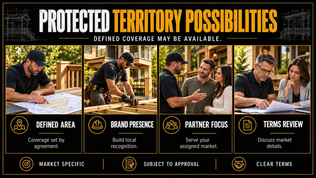 Deck contractor territories infographic about Protected Territory Possibilities