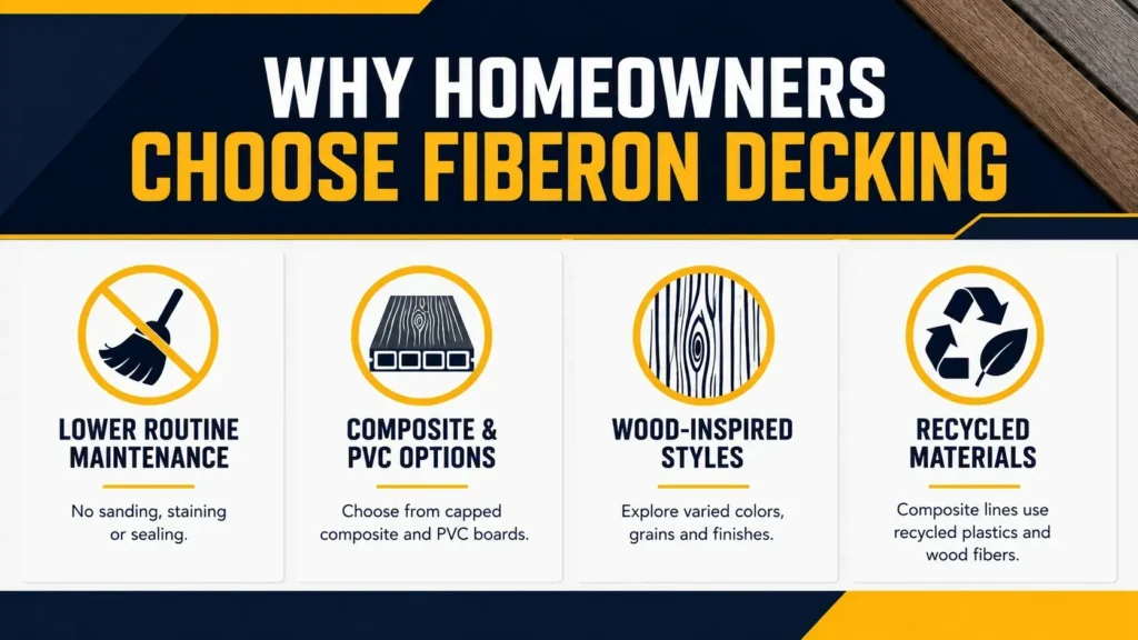 Fiberon decking infographic about Fiberon Composite Decking vs. Fiberon PVC Decking