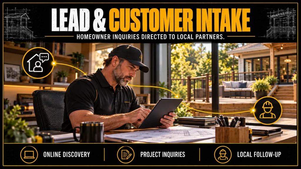 Tuff Deck Builders contractor partnership infographic about Lead and Customer Intake Support