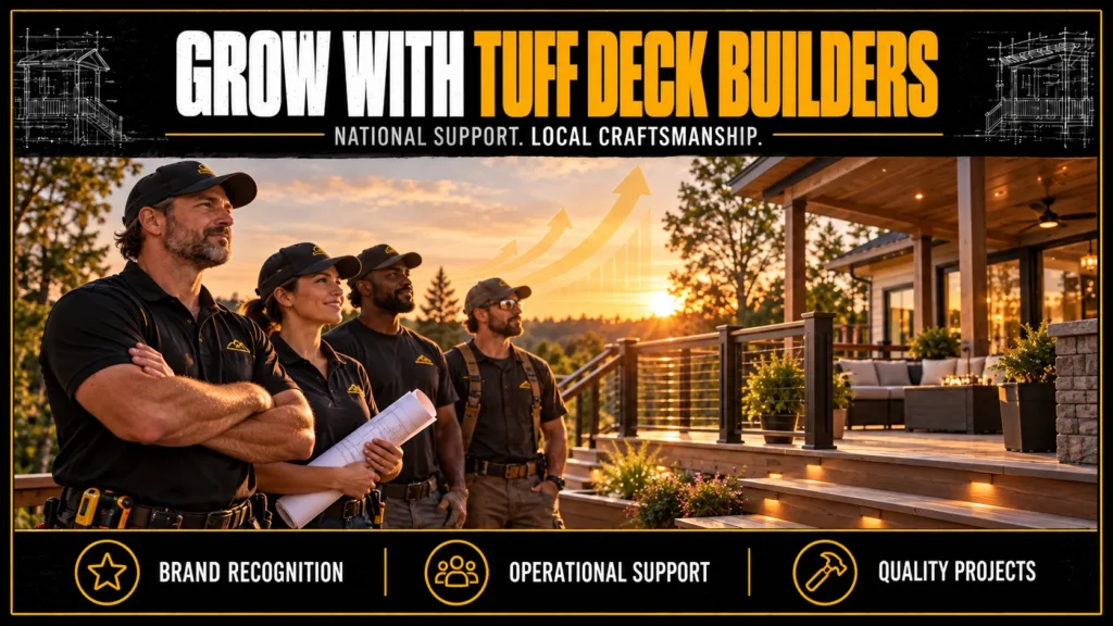 Tuff Deck Builders contractor partnership infographic about Grow With TUFF Deck Builders