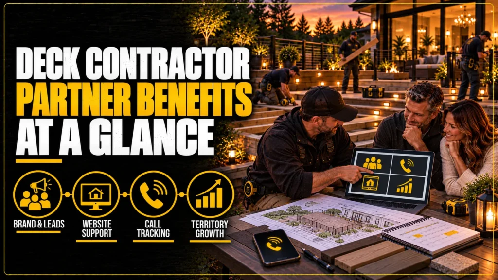 Deck contractor partner benefits infographic about Deck Contractor Partner Benefits at a Glance