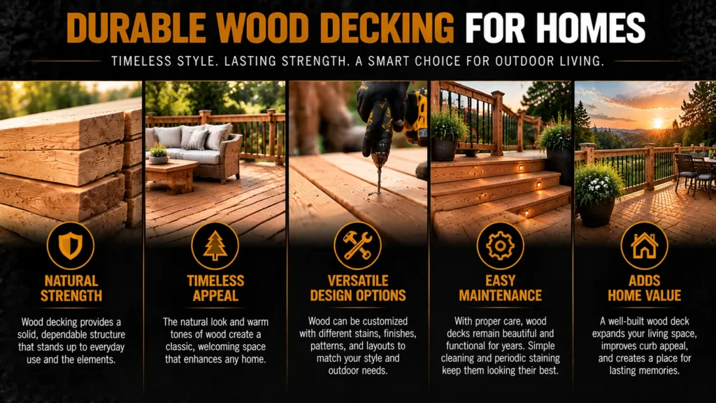 Pressure-treated wood decking infographic about Professional Pressure-Treated Wood Deck Builders