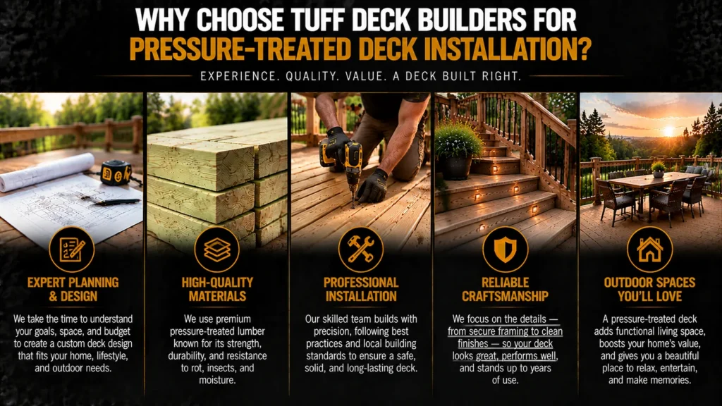 Pressure-treated wood decking infographic about Start Planning Your Pressure-Treated Wood Deck
