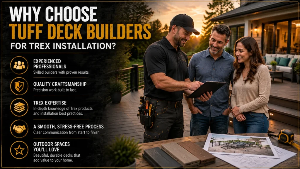 Trex composite decking infographic about Trex Decking for New Decks and Replacements